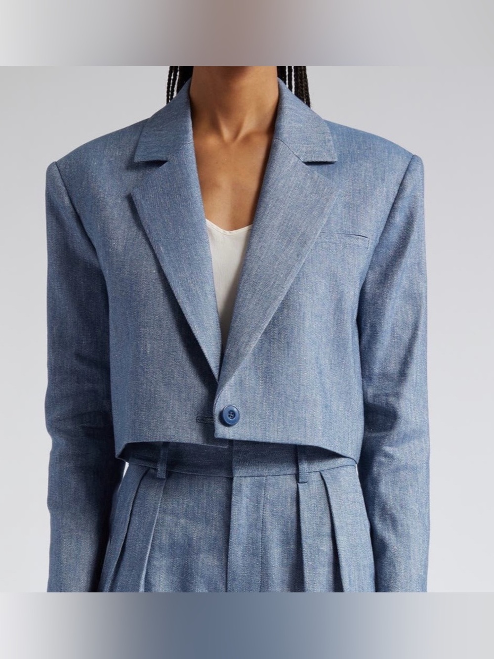 Alice and Olivia Tailored Cropped Women's Blazer/Jacket - denim